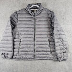32 Degrees Heat Mens Gray Lightweight Down Puffer Jacket Full Zip Size XXL
